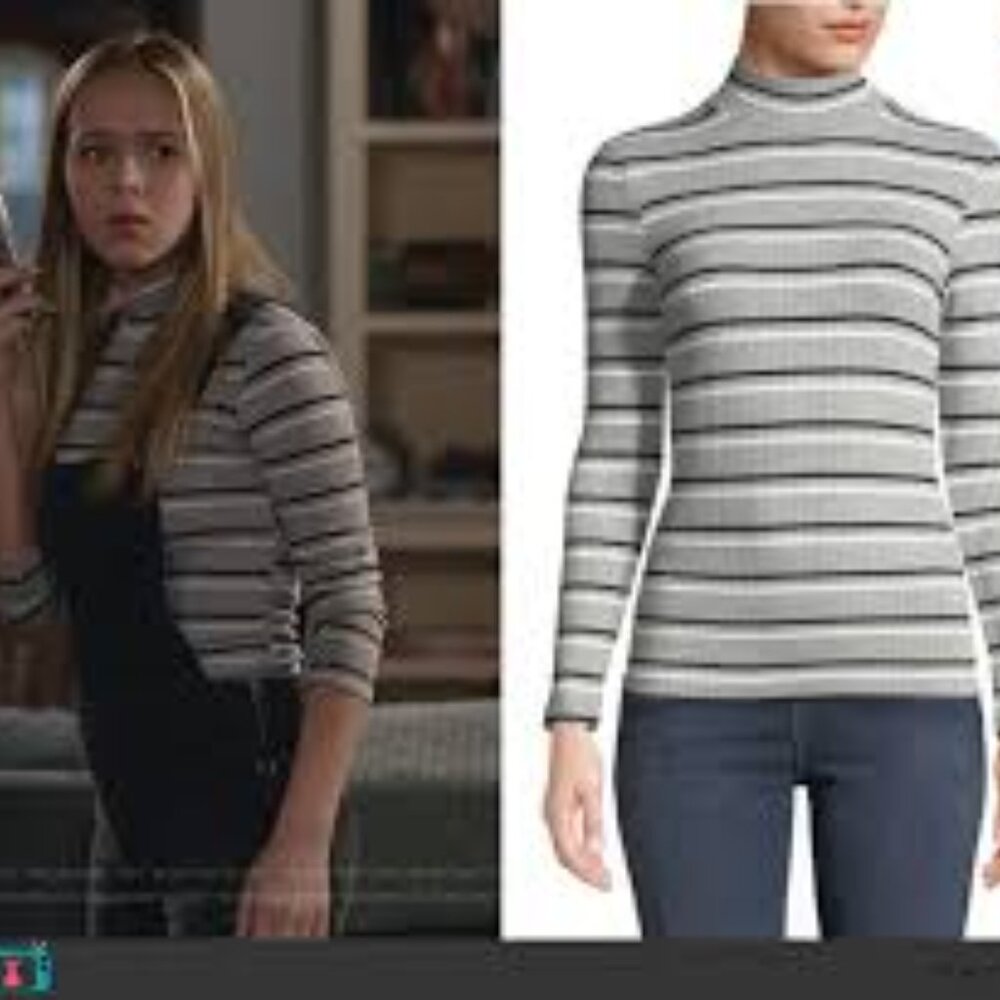 grey striped long sleeve turtleneck FRAME